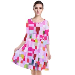 The Framework Paintings Square Quarter Sleeve Waist Band Dress by Pakrebo