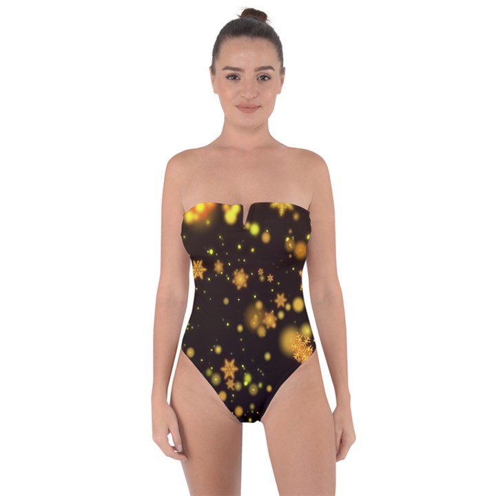 Background Black Blur Colorful Tie Back One Piece Swimsuit