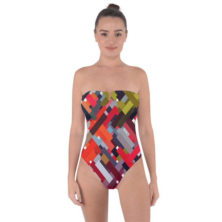 Maze Mazes Fabric Fabrics Color Tie Back One Piece Swimsuit