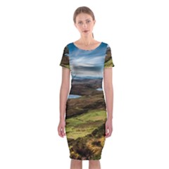 Landscape Quairaing Scotland Classic Short Sleeve Midi Dress by Pakrebo