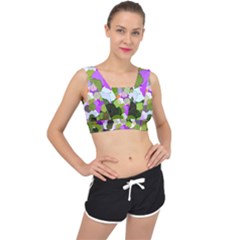 Art Flower Flowers Fabric Fabrics V-back Sports Bra by Pakrebo