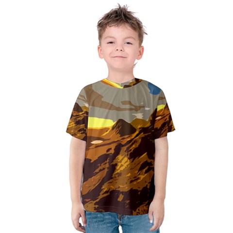 Scotland Monti Mountains Mountain Kids  Cotton Tee by Pakrebo