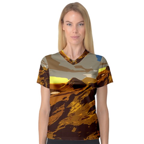 Scotland Monti Mountains Mountain V-neck Sport Mesh Tee by Pakrebo