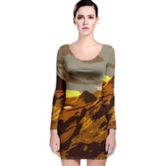 Scotland Monti Mountains Mountain Long Sleeve Velvet Bodycon Dress by Pakrebo