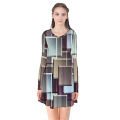 Texture Artwork Mural Murals Art Long Sleeve V-neck Flare Dress by Pakrebo