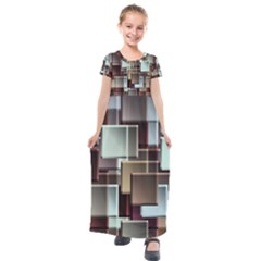 Texture Artwork Mural Murals Art Kids  Short Sleeve Maxi Dress by Pakrebo