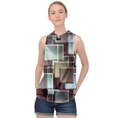 Texture Artwork Mural Murals Art High Neck Satin Top