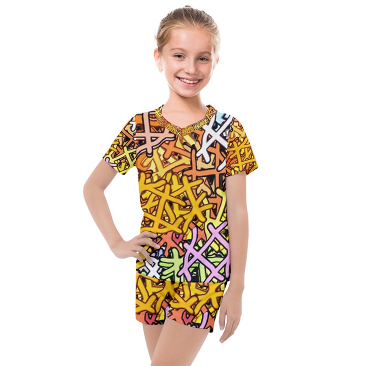 Color Colors Network Networks Kids  Mesh Tee and Shorts Set