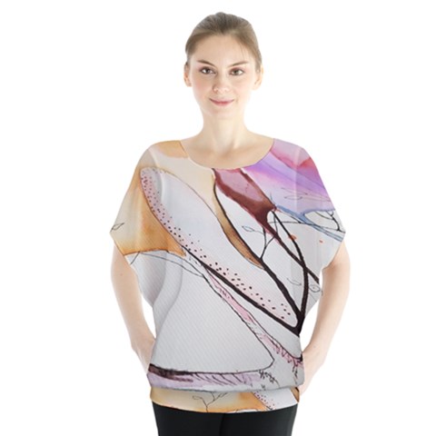 Art Painting Abstract Canvas Batwing Chiffon Blouse by Pakrebo