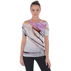 Art Painting Abstract Canvas Shoulder Cut Out Short Sleeve Top by Pakrebo