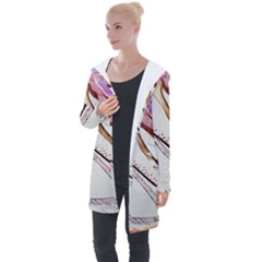 Art Painting Abstract Canvas Longline Hooded Cardigan