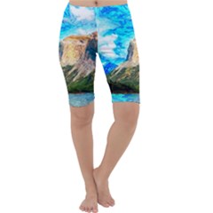 Painting Paintings Mountain Cropped Leggings  by Pakrebo