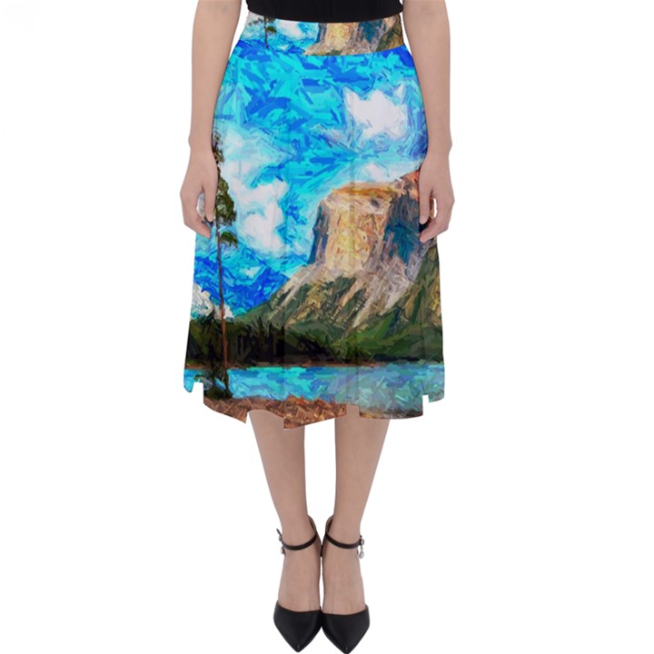 Painting Paintings Mountain Classic Midi Skirt