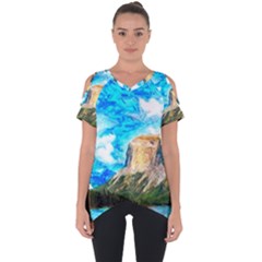 Painting Paintings Mountain Cut Out Side Drop Tee by Pakrebo