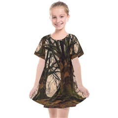 Ent Treant Trees Tree Bark Barks Kids  Smock Dress by Pakrebo