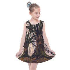 Ent Treant Trees Tree Bark Barks Kids  Summer Dress by Pakrebo