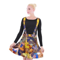 Texture Painting Plot Graffiti Suspender Skater Skirt by Pakrebo