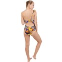 Texture Painting Plot Graffiti Frilly One Shoulder Swimsuit View2