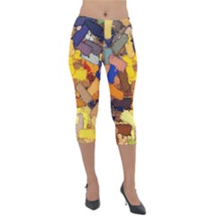 Texture Painting Plot Graffiti Lightweight Velour Capri Leggings  by Pakrebo