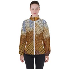 Color Colors Abstract Yellow Brown High Neck Windbreaker (women) by Pakrebo