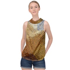 Color Colors Abstract Yellow Brown High Neck Satin Top