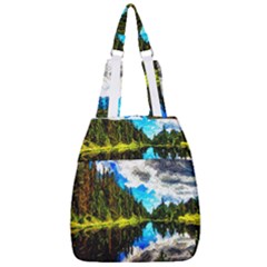 Color Lake Mountain Painting Center Zip Backpack