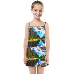 Color Lake Mountain Painting Kids  Summer Sun Dress by Pakrebo