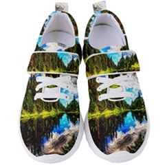 Color Lake Mountain Painting Women s Velcro Strap Shoes