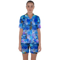 Color Colors Abstract Colorful Satin Short Sleeve Pyjamas Set by Pakrebo