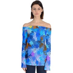 Color Colors Abstract Colorful Off Shoulder Long Sleeve Top