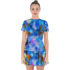 Color Colors Abstract Colorful Drop Hem Mini Chiffon Dress by Pakrebo