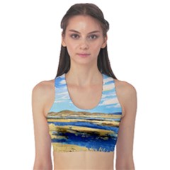 The Landscape Water Blue Painting Sports Bra by Pakrebo