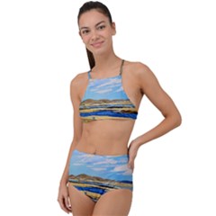 The Landscape Water Blue Painting High Waist Tankini Set by Pakrebo