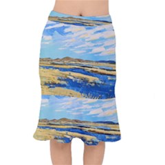 The Landscape Water Blue Painting Mermaid Skirt by Pakrebo