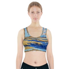 The Landscape Water Blue Painting Sports Bra With Pocket by Pakrebo