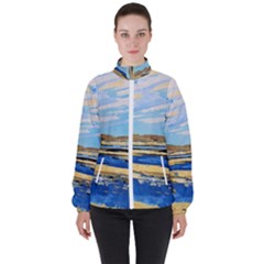 The Landscape Water Blue Painting High Neck Windbreaker (women)