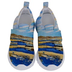 The Landscape Water Blue Painting Kids  Velcro No Lace Shoes by Pakrebo