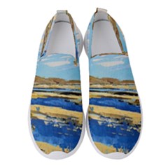 The Landscape Water Blue Painting Women s Slip On Sneakers