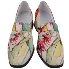 Plant Nature Flowers Foliage Women s Chunky Heel Loafers