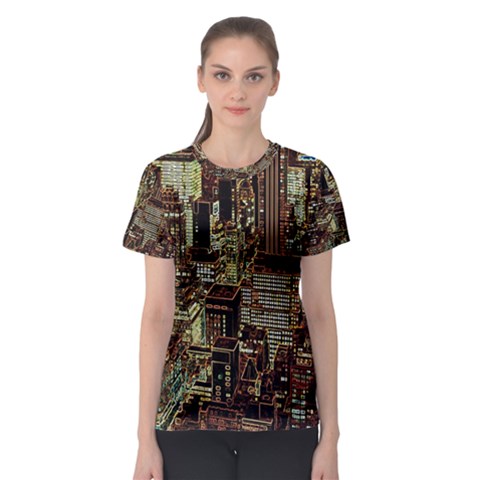 New York City Skyscrapers Women s Sport Mesh Tee by Pakrebo