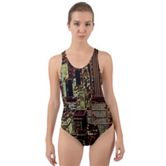 New York City Skyscrapers Cut-out Back One Piece Swimsuit by Pakrebo