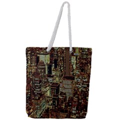 New York City Skyscrapers Full Print Rope Handle Tote (large) by Pakrebo