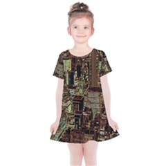 New York City Skyscrapers Kids  Simple Cotton Dress by Pakrebo