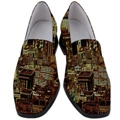 New York City Skyscrapers Women s Chunky Heel Loafers by Pakrebo