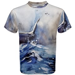 Art Painting Sea Storm Seagull Men s Cotton Tee by Pakrebo