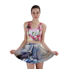 Art Painting Sea Storm Seagull Mini Skirt by Pakrebo