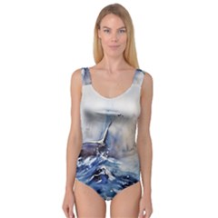 Art Painting Sea Storm Seagull Princess Tank Leotard  by Pakrebo