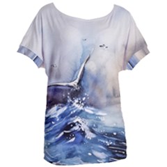 Art Painting Sea Storm Seagull Women s Oversized Tee by Pakrebo