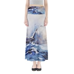 Art Painting Sea Storm Seagull Full Length Maxi Skirt by Pakrebo