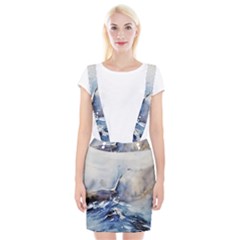 Art Painting Sea Storm Seagull Braces Suspender Skirt by Pakrebo